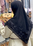 روسری مجلسی مشکی کار شده قواره۱۲۰