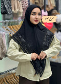 روسری مجلسی مشکی کار شده قواره۱۲۰