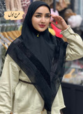 روسری مجلسی مشکی کار شده قواره۱۲۰