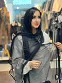 شال توری مشکی ساده لبه گاندوزی