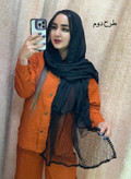 شال نخی مشکی لبه و دستک کار شده کار شده وارداتی در سه طرح