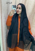 شال نخی مشکی لبه و دستک کار شده کار شده وارداتی در سه طرح