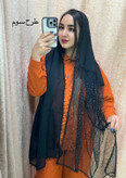 شال نخی مشکی لبه و دستک کار شده کار شده وارداتی در سه طرح