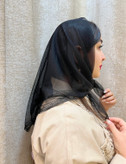 مینی اسکارف تور مشکی لبه دانتل قواره۷۵