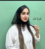 مینی اسکارف توری مشکی طرحدار قواره۷۵ وارداتی