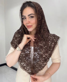 مینی اسکارف دانتل لبه گیپور مخمل کوب قواره۹۰ - استوک