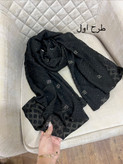 شال حریر مشکی گل برجسته نگیندار هفت رنگ وارداتی - استوک