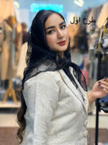مینی اسکارف مشکی گیپور سه گوش نگینی لوکس وارداتی قواره۹۰ - استوک
