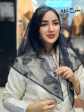 مینی اسکارف مشکی گیپور سه گوش نگینی لوکس وارداتی قواره۹۰ - استوک