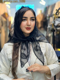مینی اسکارف مشکی گیپور سه گوش نگینی لوکس وارداتی قواره۹۰ - استوک