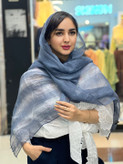 شال آبی سورمه ای مجلسی وارداتی شیشه ای راه راه