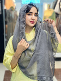 شال حریر لبه دانتل وارداتی مارک