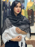 شال حریر لبه دانتل وارداتی مارک