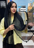 شال نخی مشکی لبه و دستک کار شده کار شده وارداتی در سه طرح