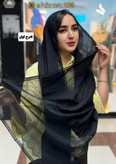 شال نخی مشکی لبه و دستک کار شده کار شده وارداتی در سه طرح