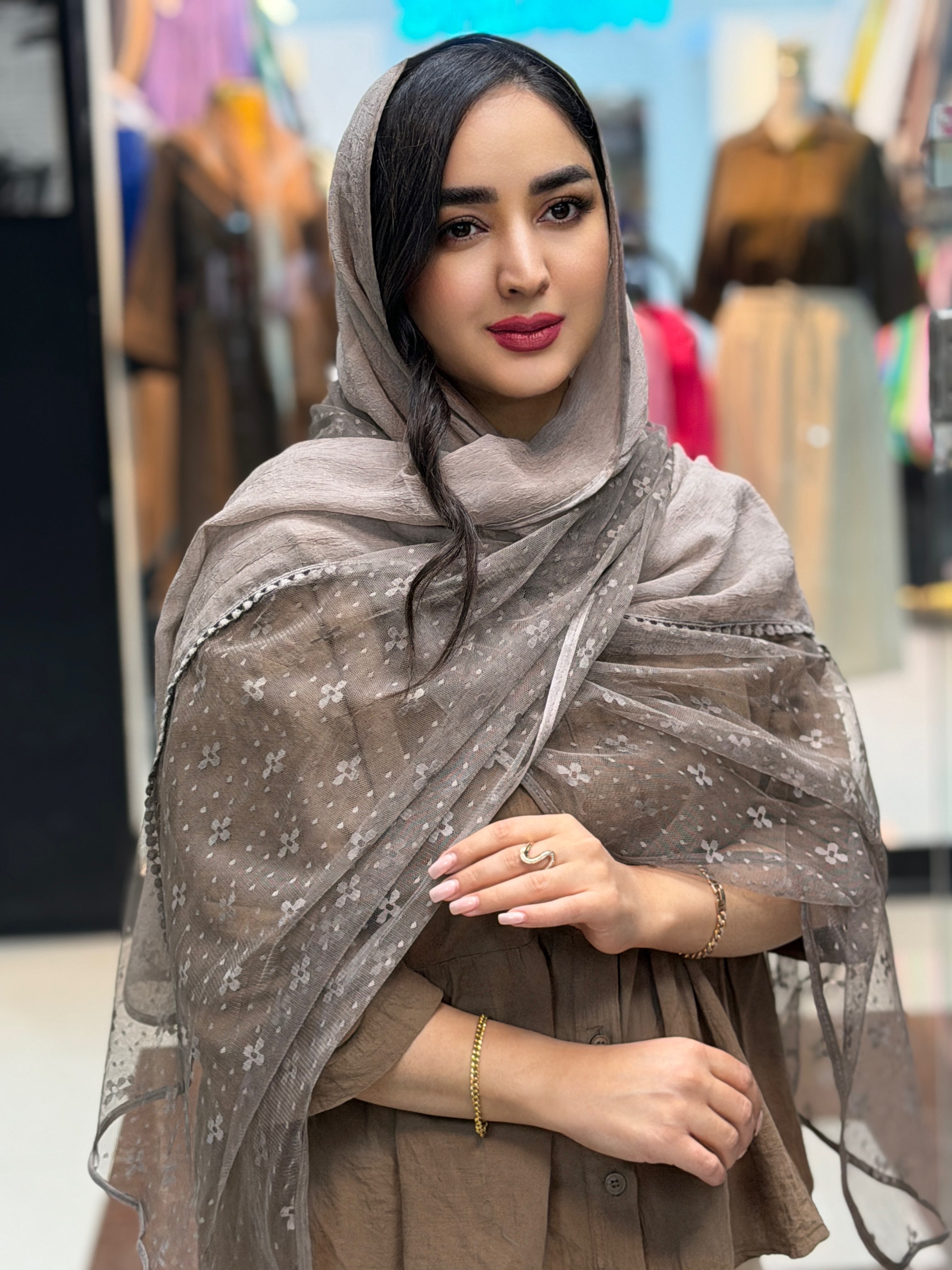 شال دوتیکه حریر گیپور وسط عدسی وارداتی