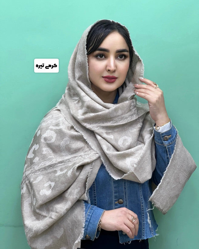 شال سنگشور لبه ریش پاییزه با طرح های برجسته پلنگی وارداتی باکیفیت