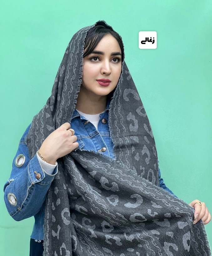 شال سنگشور لبه ریش پاییزه با طرح های برجسته پلنگی وارداتی باکیفیت