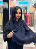 شال برشکا لمه حاشیه گیپور نرم سورمه ای و قهوه ای