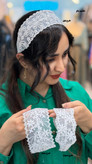 تل گیپور دانتل نگینی و ساده سفید و مشکی