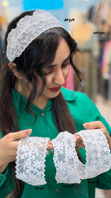 تل گیپور دانتل نگینی و ساده سفید و مشکی