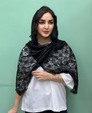 شال گیپور نگینی حاشیه دانتل مشکی نرم و لطیف