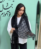 شال گیپور نگینی حاشیه دانتل مشکی نرم و لطیف