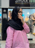 شال مشکی نخی وارداتی با دوخت های ظریف رنگی