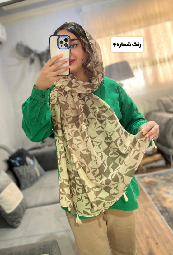 شال نخی دورنگ طرح لویی ویتون وارداتی تُرک