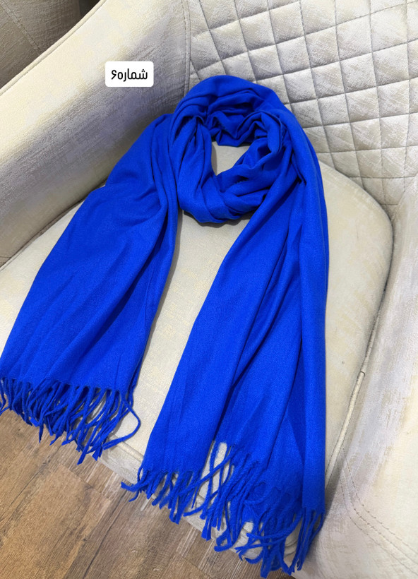 شال موهر تک رنگ ساده ریشه فیتیله ای