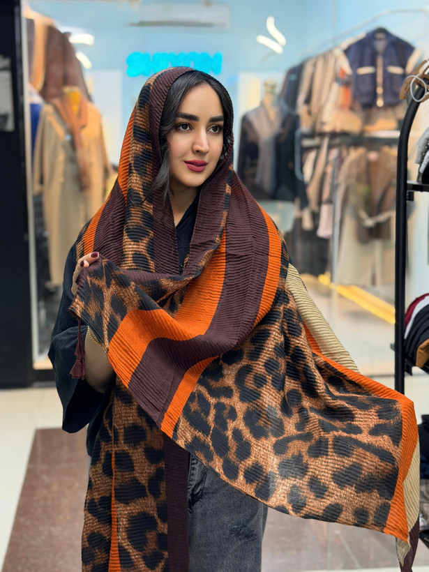 شال پلیسه پلنگی پاییزه وارداتی